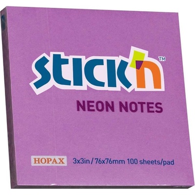 Stick`n Stick'n Самозалепващи се листчета, 76x76 mm, неонови, виолет (1040120180)
