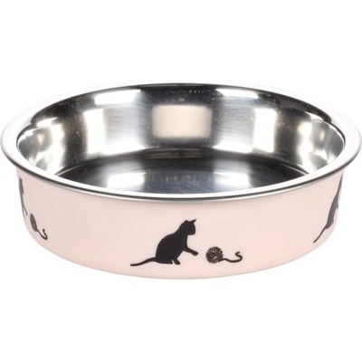 Flamingo Feeding and drinking bowl Dena Round Pink Silver - иноксова купа за вода или храна - РОЗОВА, размер Ø11, 5 см / 180 мл, Белгия - 1030964