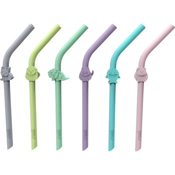 Melii Комплект силиконови сламки Melii - Животни, 6 броя (ML18100)