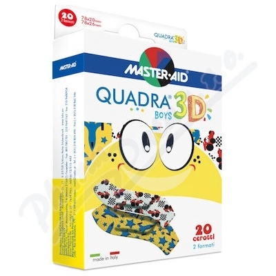 QUADRA 3D Chlapci Dětská barev. náplast 2vel. 20 ks