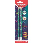Maped Графитен молив с гума, HB, триъгълен, MAPED "Pixel Party", 6 броя 851816 (851816)