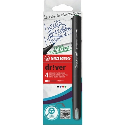 Liner na psaní STABILO dr!ver - medium, sada 4 ks