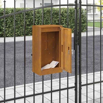 vidaXL Пощенска кутия Ръждясало 30 x 23 x 55 см Патинираща стомана (874953)