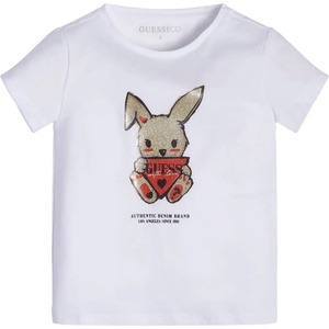 GUESS Бяла тениска с къс ръкав със златисто зайче Guess