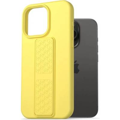 Púzdro AlzaGuard Liquid Silicone Case with Stand na iPhone 15 Pro žlté
