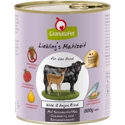 GranataPet 12х800г Adult Liebling's Mahlzeit GranataPet, консервирана храна за кучета - дивеч и говеждо бляк ангъс