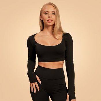 GymBeam BeastPink Дамски топ Sense Crop Top Black L