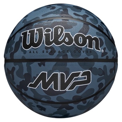 Wilson Гумена баскетболна топка, размер 6, за открито/закрито - wilson mvp camo blue