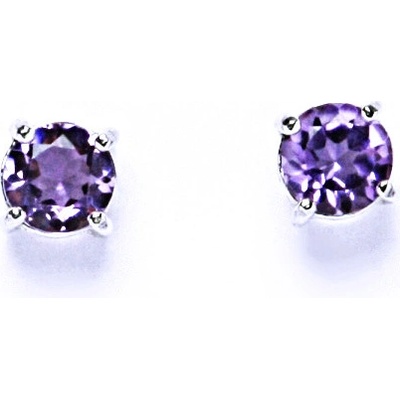 Čištín Zlaté náušnice, přírodní ametyst světlý , bílé i žluté zlato - NŠ 1250