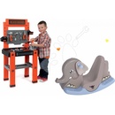 Smoby Set pracovná dielňa Black & Decker so 79 doplnkami +hojdačka Slon s pohyblivými ušami SM3607008