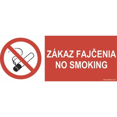 Výstražná tabuľka Zákaz fajčenia / NO SMOKING 80 x 210 mm
