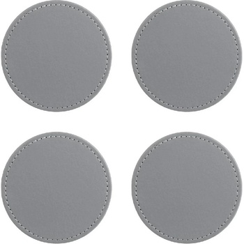 4 бр. кръгла кожена подложка за чаша в сив цвят