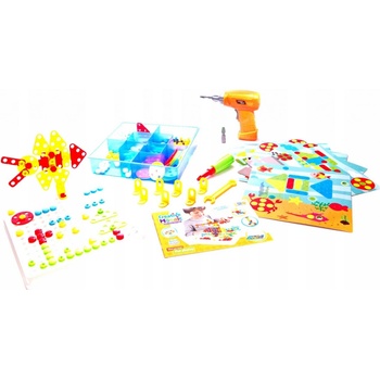 KIK KX7838_5 Mozaika puzzle plastové bloky + skrutkovač 261 ks