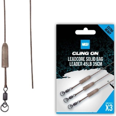 Nash Montáž Cling On Unleaded Solid Bag Leader 35 cm 45 lb 3 ks