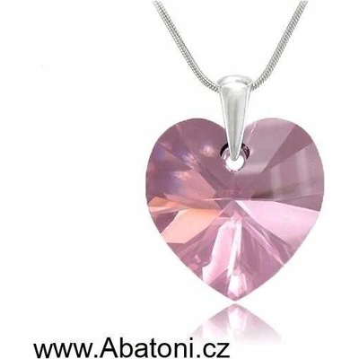 Swarovski Elements Stříbrný náhrdelník růžové srdce 32071.3 růžová