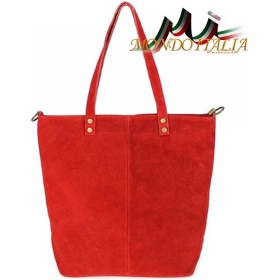 Made In Italy kožená kabelka v úprave semiš 768 červená