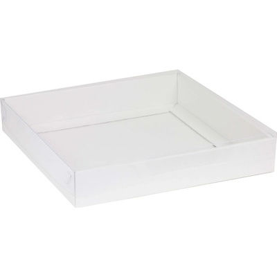Dárková krabice s průhledným víkem 300x300x50/35 mm, bílá