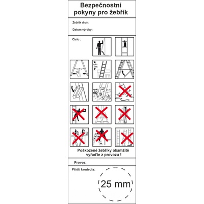 Kontrolní štítek žebřík + bezpečnostní pokyny samolepící vinylová fólie 50 x 140 mm – Zboží Dáma