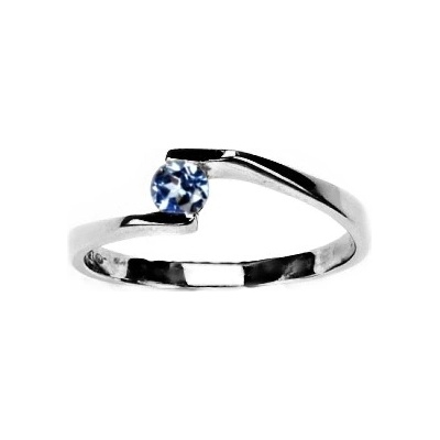 Čištín zlatý bílé zlato zirkon akvamarin VR 214