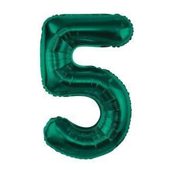 GoDan Fóliový balónek nafukovací smaragdová 85cm číslice 5