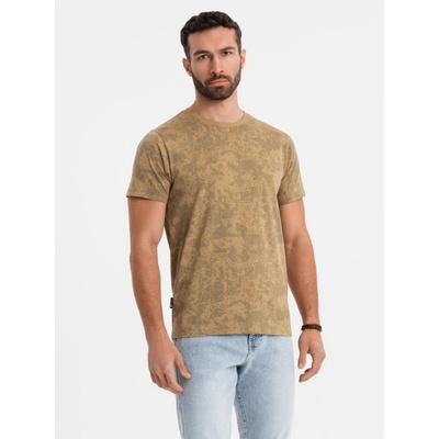 Ombre Clothing pánské tričko s krátkým rukávem Giorgiou olivová