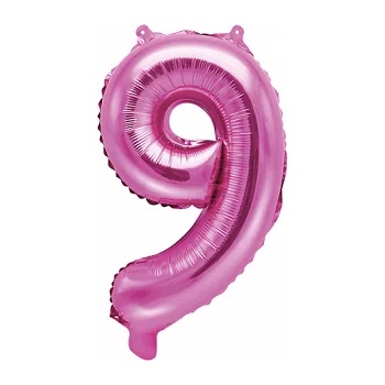 Image 1 of PartyDeco Балон от фолио Mini - число 9 розов 35 см