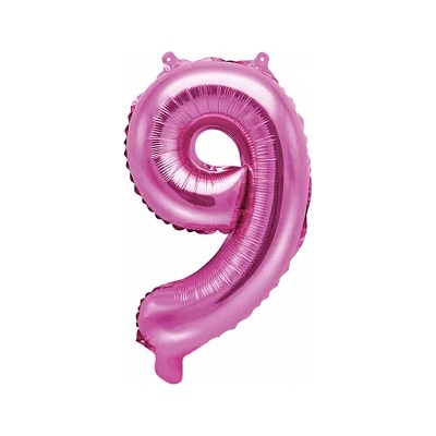 PartyDeco Балон от фолио Mini - число 9 розов 35 см