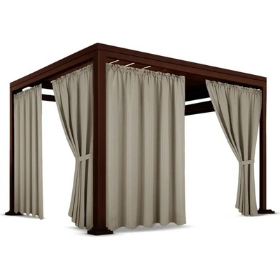 Nepremokavý terasový záves so zavesením na tunel so stuhou v hnedej farbe hnedá Šírka 155 cm | Dĺžka 250 cm