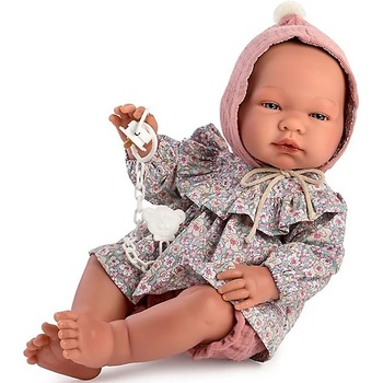 Кукла Asi Dolls - Бебе Мария, с розова шапка и рокля на цветя, 43 cm (365960)