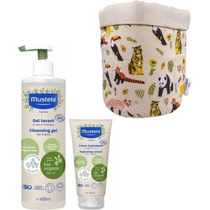 Mustela Промо комплект Mustela Органик - Измиващ гел, хидратиращ крем + кошничка - baby