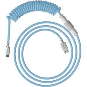 HYPERX Кабел за клавиатура HyperX Coiled Cable USB-C Light Blue-White (HX-ACC-USBC-BLU-WH)