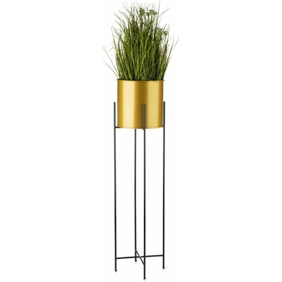 HowHomely KOVOVÝ květináč se stojanem GLAMOUR 95X24 CM ZLATÁ/ČERNÁ