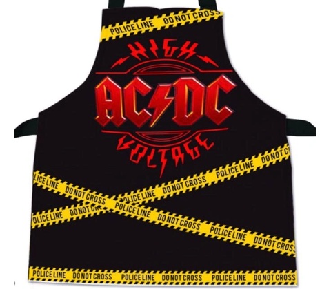 CurePink zástěra AC/DC Logo polyester