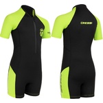 CRESSI Shorty 2mm children's wetsuit - children's swimming suit with UV, cold protection, jellyfish protection - girls & boys swimming suit - black/lime - 7/8 years - XDG003305 (XDG003305)