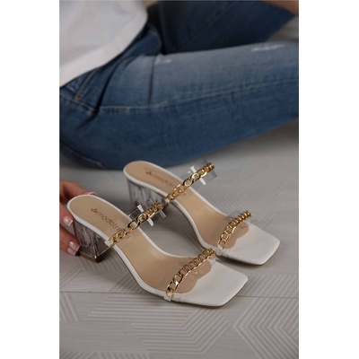 Moda Trend Дамски чехли с прозрачен ток - Бели #367287 (367287_Бяло)