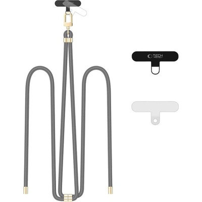 Tech-Protect Универсален ремък 75 см за смартфон от Tech-Protect C7S Rope Crossbody - Crayon Grey / Gold (5906302372034)