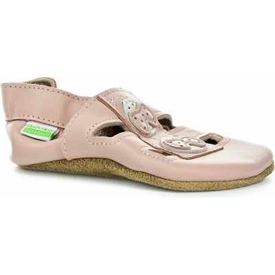 Hopi Hop kožené capáčky Barefoot Sandálky ružové lienka
