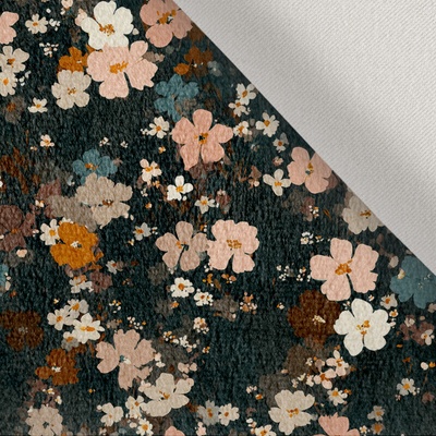 Takoy Látka samet / velvet ELIZA mini black květiny Seina