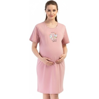 Макси нощница за кърмачки в цвят пудра с апликация