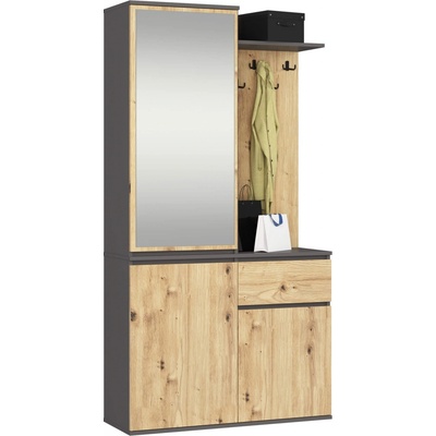 Ak furniture Předsíňová stěna Entro grafit/dub artisan