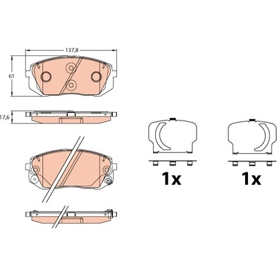 TRW Sada brzdových platničiek kotúčovej brzdy GDB3642
