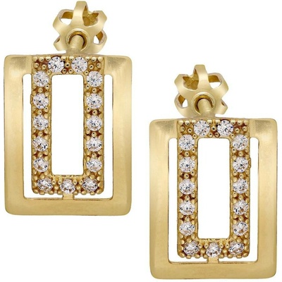 Zlaton Náušnice žluté zlato obdélníkové se zirkony 1.4cm 2.35g 000241610235