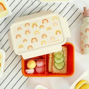  A Little Lovely Company: "Bento" кутия за храна с отделения - 1, 2 л - "Rainbows (BBRAOR63)