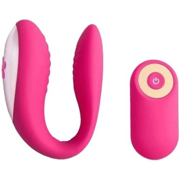 Toyz4Lovers Луксозен вибратор и стимулатор за двойки "love nest pink" 10 см