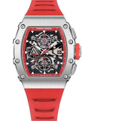 Pagani Мъжки часовник Pagani Design Fusc, Хронограф, Червен / Сребрист (PD-YS011-RED-SILVER)