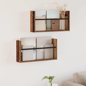 vidaXL Етажерка за списания с рафт 2 бр. Старо дърво 60 x 12 x 30 см (890801)