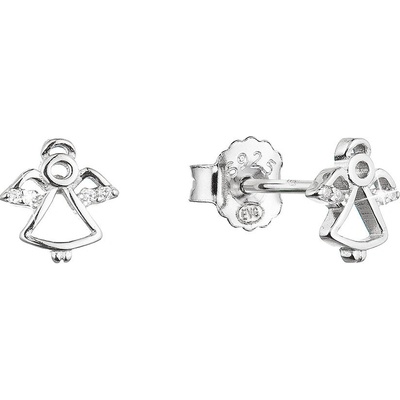 Evolution Group strieborné náušnice malý anjel so zirkónmi 11455.1