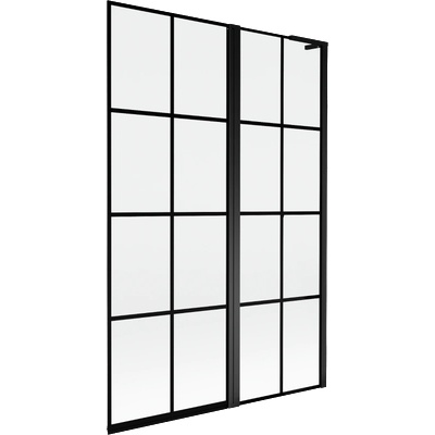 Mexen Mist L параван за вана с две крила, десен, 120 x 150 см, черна решетка, черен - 8A9L-120-011-70-77-P (8A9L-120-011-70-77-P)