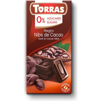 TORRAS HOŘKÁ S KAKAOVÝMI BOBY BEZ CUKRU 75 G