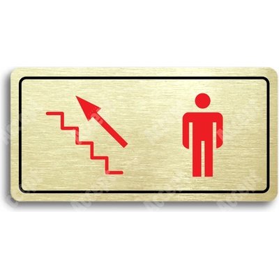 ACCEPT Piktogram WC MUŽI VLEVO NAHORU - zlatá tabulka - barevný tisk